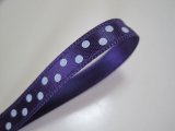 画像: 6mm　白水玉サテン　紫（なすび）