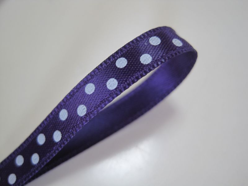 画像1: 6mm　白水玉サテン　紫（なすび）