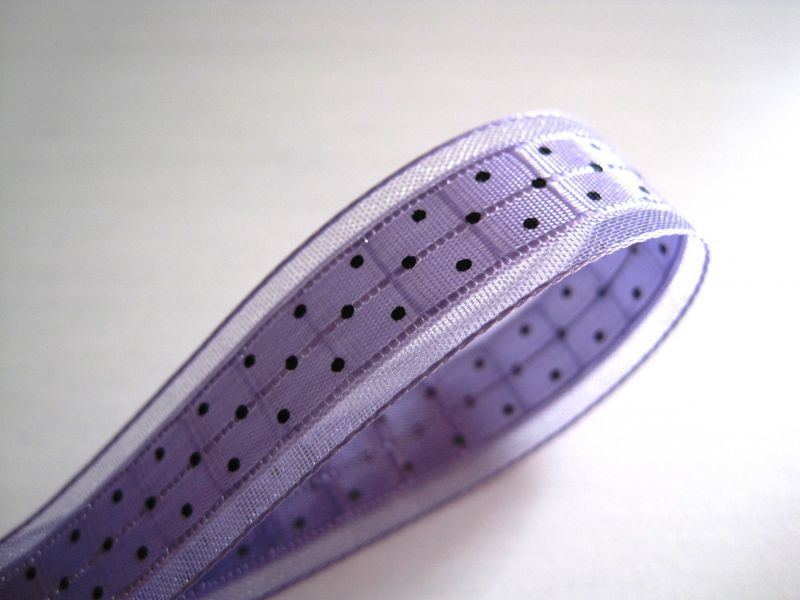 画像1: １５mmオーガンジー　水玉格子柄　薄紫