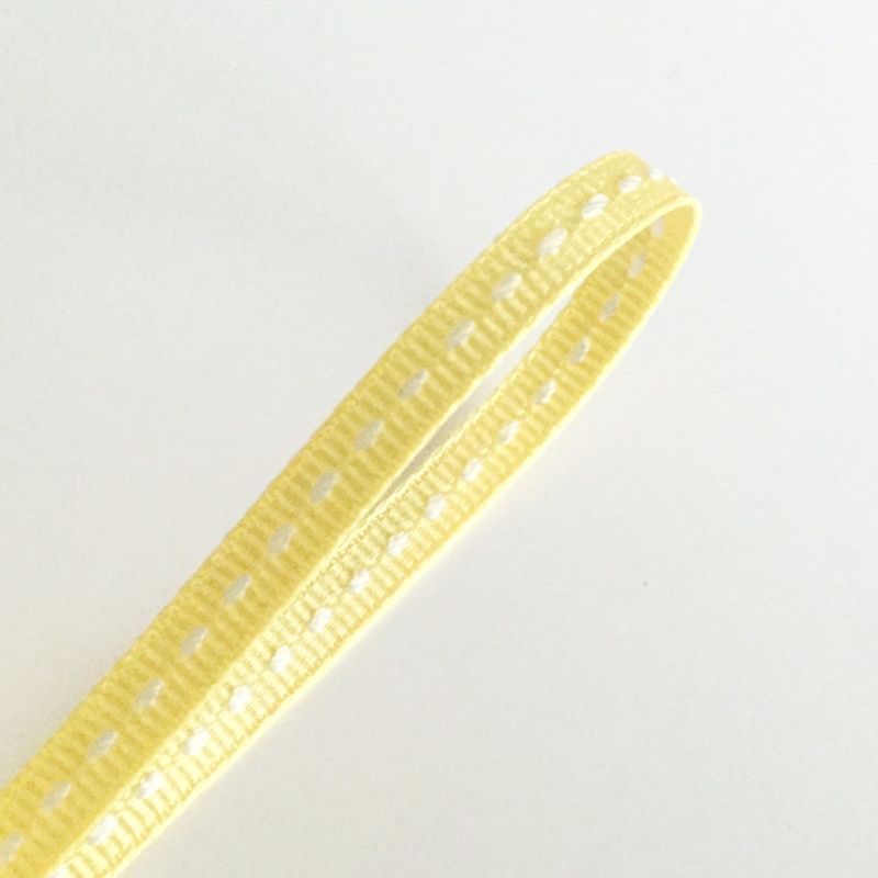 画像1: 白ステッチ　5mmグログラン 薄い黄色